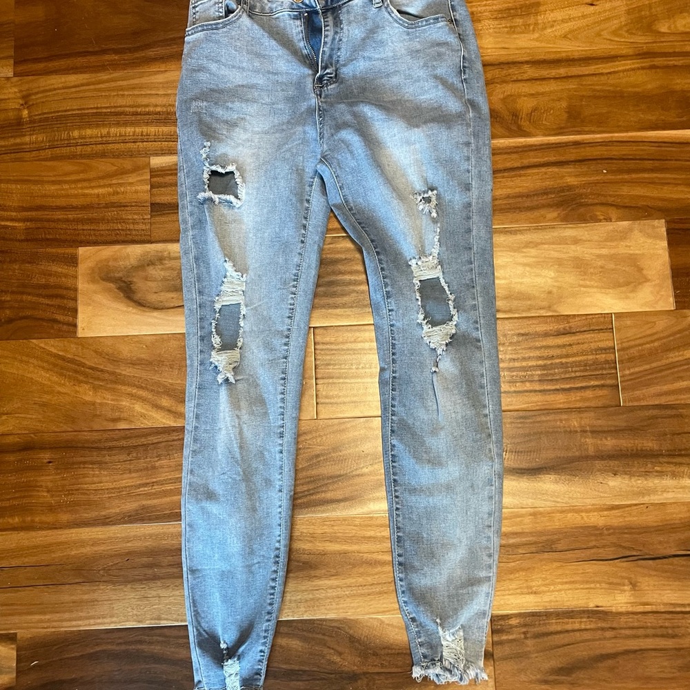 Size large SHEIN light blue ripped jeans